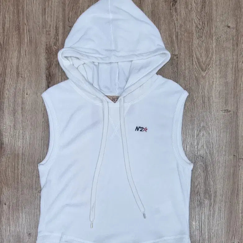[BUNJANG] N°21 Sleeveless Cropped Terry Hoodie White S / N'21 넘버투애니원 테리 민소매 크롭 후드 S _ 여성