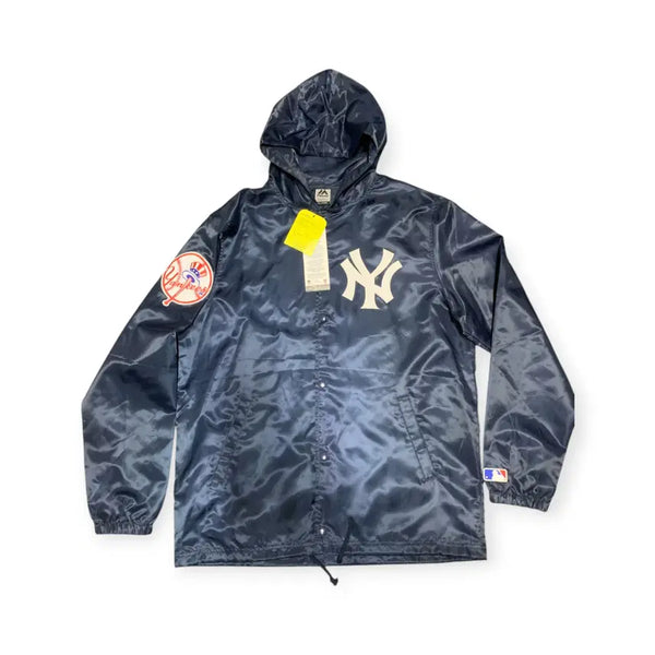 [BUNJANG] Majestic Athletic New York Yankees Hooded Coach Jacket Windbreaker Navy / XL)마제스틱 뉴욕양키스 후드 네이비 코치자켓 윈드브레이커 바람막이 자켓