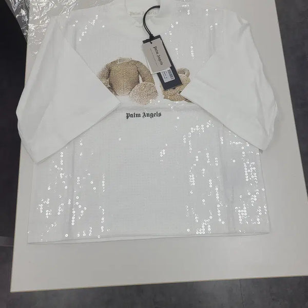 [BUNJANG] Palm Angels Sequin Bear Crop T-Shirt Size M / 팜엔젤스 스팽글 베어 크롭 반팔티 사이즈m
