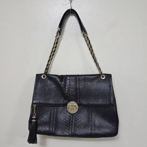 [BUNJANG] Metrostcity Black Embossed Shoulder Bag & Crossbody Bag / 메트로시티 숄더백&크로스 블랙.260704