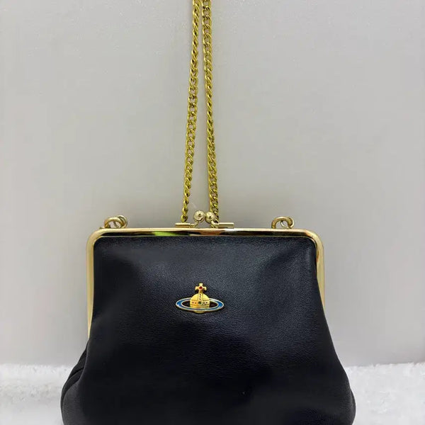 [BUNJANG] Vivienne Westwood Black Leather Chain Crossbody Bag / 정품) 비비안웨스트우드 블랙 체인 크로스백