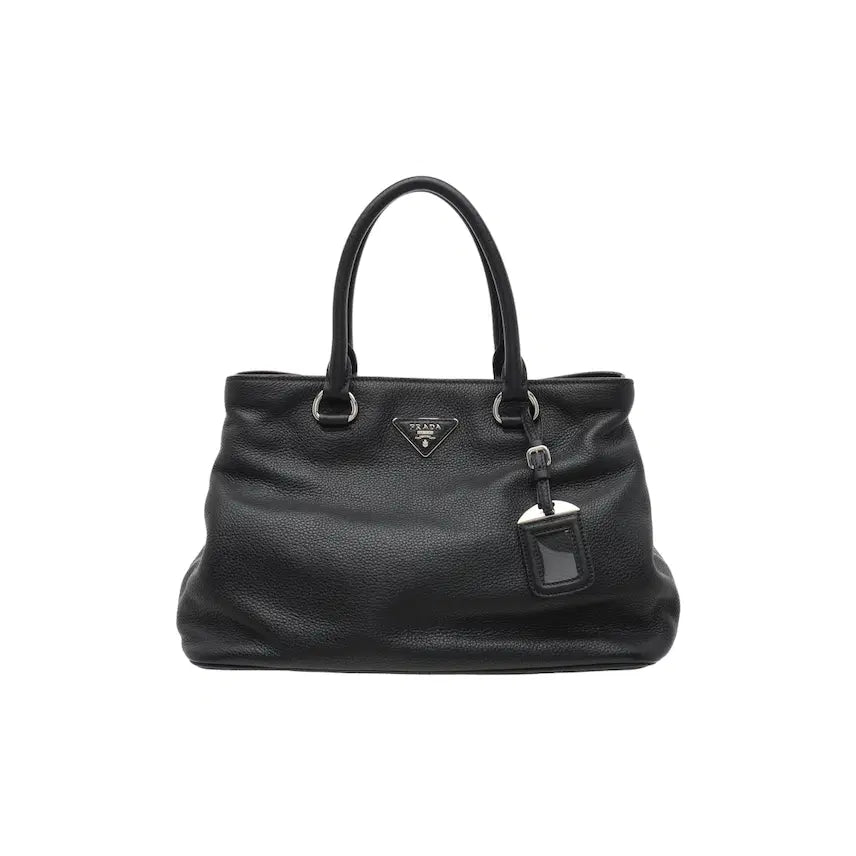 [BUNJANG] Prada Vitello Daino Tote Shoulder Bag Black Leather / 프라다 비텔로 다이노 토트 겸 숄더백