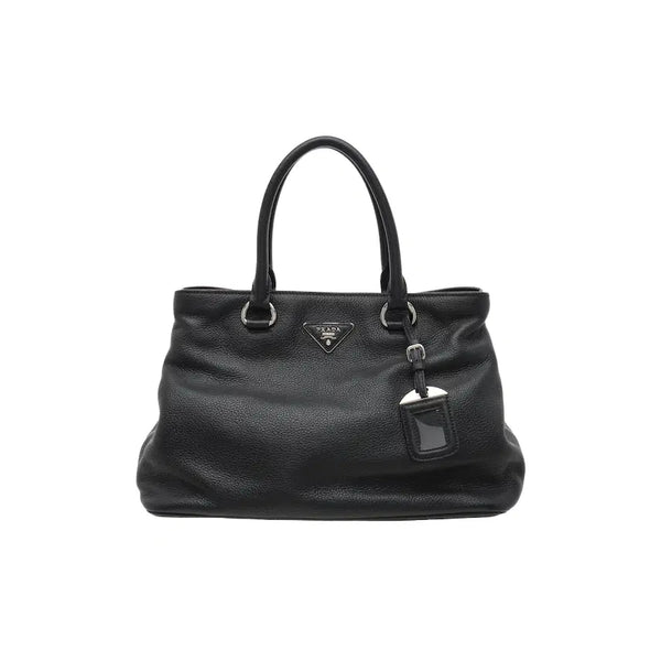 [BUNJANG] Prada Vitello Daino Tote Shoulder Bag Black Leather / 프라다 비텔로 다이노 토트 겸 숄더백