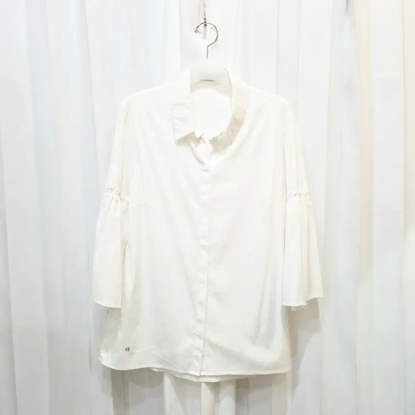[BUNJANG] Aigner 7/10 Sleeve Cotton Blend Shirt Blouse C476 / L 아이그너 7부 소매 코튼 혼방 셔츠 블라우스 C476