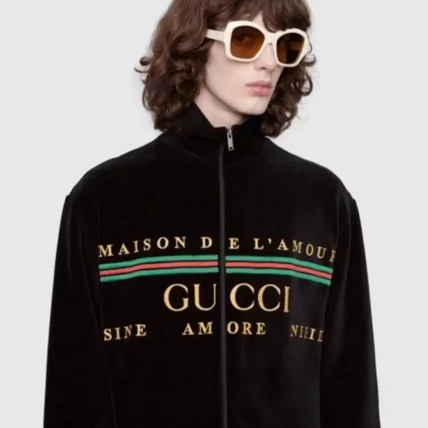 [BUNJANG] Gucci Velvet Stripe Logo Zip-Up Track Jacket / 구찌 벨벳 띠로고 집업 자켓 트랙자켓 집업 트랙집업