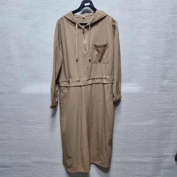 [BUNJANG] Beige Hooded Long Dress / z152 후드 롱 원피스