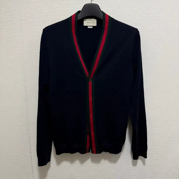 [BUNJANG] Gucci Three-Stripe Wool Knit Cardigan (L) / 구찌 삼선 울 니트 가디건 L