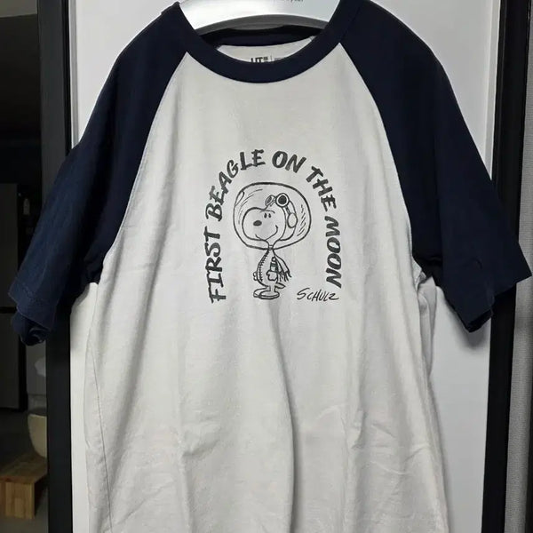 [BUNJANG] Uniqlo Snoopy Short Sleeve T-Shirt White/Navy / 유니클로 스누피 반팔 티셔츠 화이트/네이비