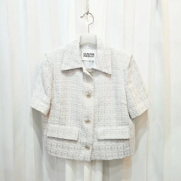 [BUNJANG] Claudie Pierlot 23S XS Multi-Color Tweed Cropped Short Sleeve Jacket C478 / 23s xs 끌로디피에로 멀티 컬러 트위드 크롭 반팔 자켓 C478