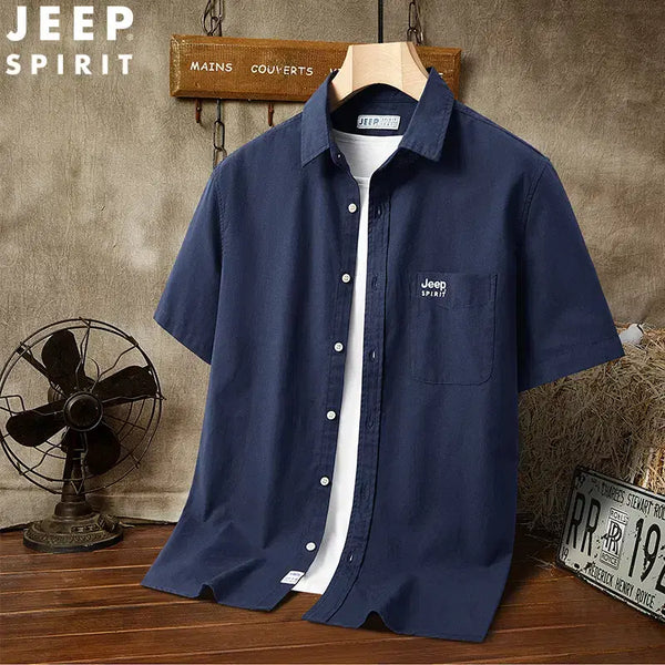[BUNJANG] JEEP SPIRIT Men's Summer Short Sleeve Shirt Navy Casual / JEEP SPIRIT 남성 여름 반팔 셔츠 캐주얼 남방 데일리룩