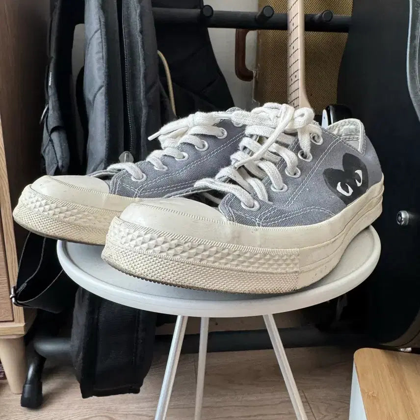 [BUNJANG] Converse x Comme des Garçons Grey High-Top Sneakers (Size 8) / 컨버스 꼼데가르송 그레이 8사이즈