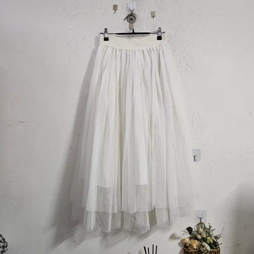 [BUNJANG] Mesh Long Skirt Ivory / 망사 롱 스커트 아이보리