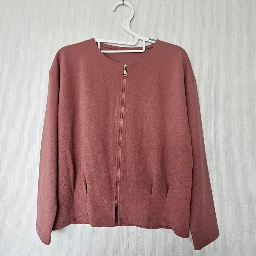 [BUNJANG] Round Neck Zip-Up Cardigan Pink / 라운드넥 집업 가디건 핑크
