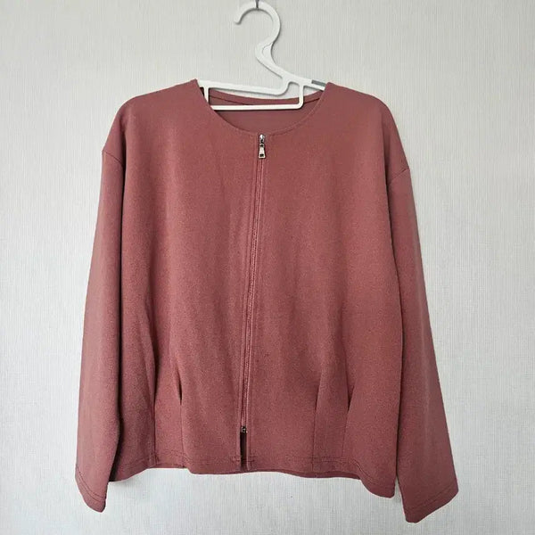 [BUNJANG] Round Neck Zip-Up Cardigan Pink / 라운드넥 집업 가디건 핑크