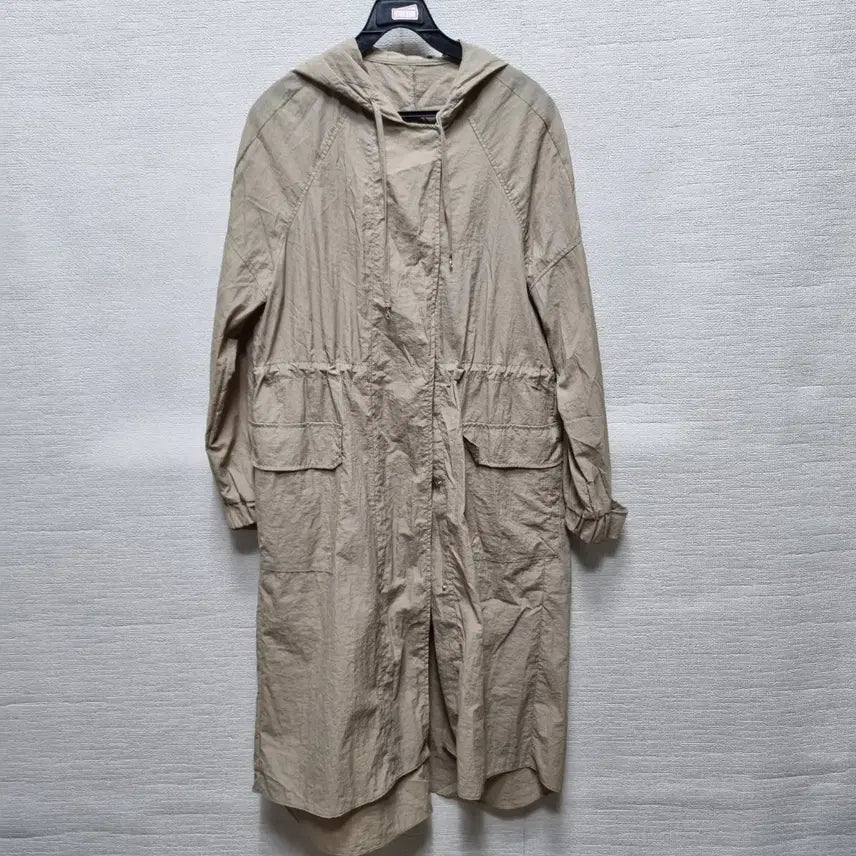 [BUNJANG] Beige Hooded Long Jumper / z157 후드 롱 점퍼