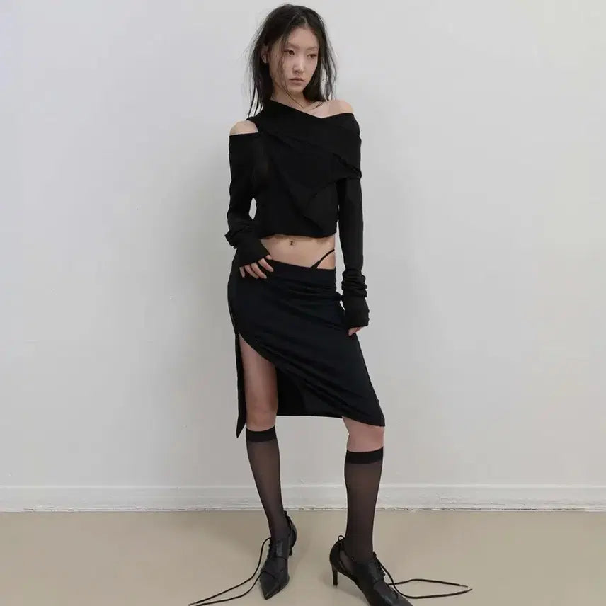 [BUNJANG] OHOS Button Slit Midi Skirt / 오호스 버튼 슬릿 미디스커트