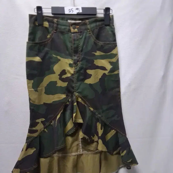 [BUNJANG] Camouflage Frill Mini Skirt XS / 새상품 카모플라쥬 스커트 XS 그외 25사이즈 3900원