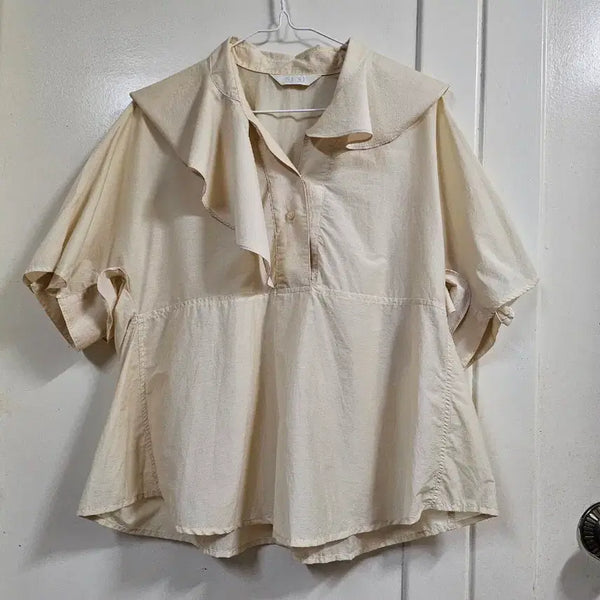 [BUNJANG] SJSJ Frill Wide Collar Blouse / 한섬SJSJ프릴와이드칼라 블라우스66-77