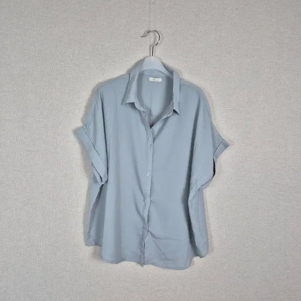 [BUNJANG] Plus Size Loose Fit Short Sleeve Shirt Blue-Gray / (#77,88추천/L)빅사이즈 블루그레이 루즈핏 반팔 셔츠