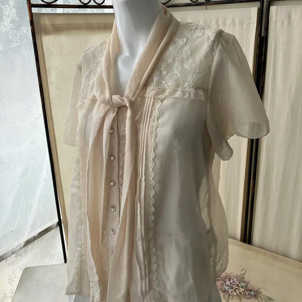 [BUNJANG] Vintage Ivory Lace Frill Blouse / jpn vintage ivory lace frill blouse