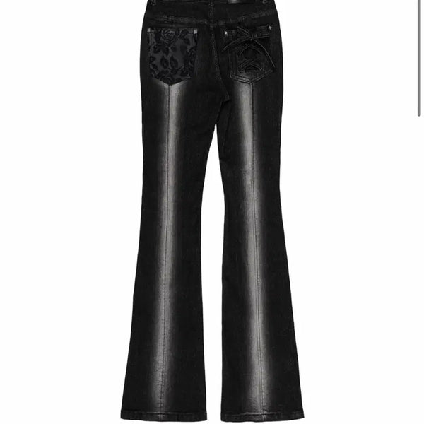 [BUNJANG] Darling Your Bad Corset Highlight Bootcut Pants Black / 달링유어배드 코르셋 하이라이트 부츠컷 블랙