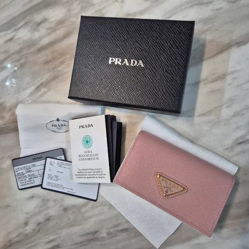 [BUNJANG] Prada Saffiano Leather Card Holder Pink / 프라다 사피아노 카드지갑