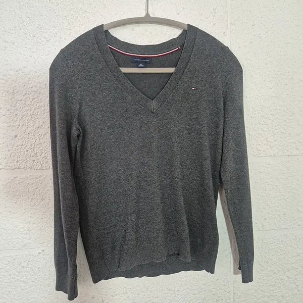 [BUNJANG] Tommy Hilfiger V-Neck Knit Grey / 타미힐피거 브이넥 니트 그레이