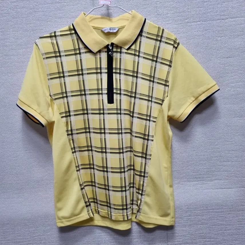 [BUNJANG] Yellow Checkered Short Sleeve Polo T-Shirt / 자142 반팔 카라티셔츠
