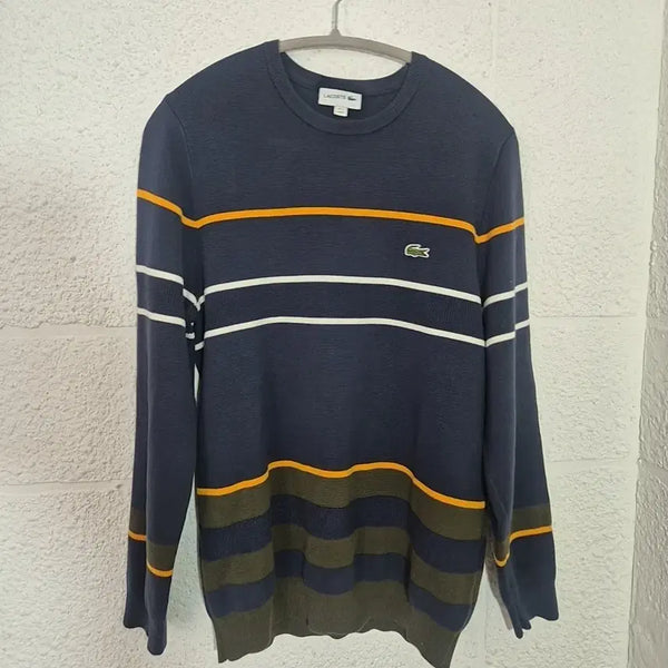 [BUNJANG] Lacoste Striped Knit Navy / 라코스테 스트라이프 니트 네이비