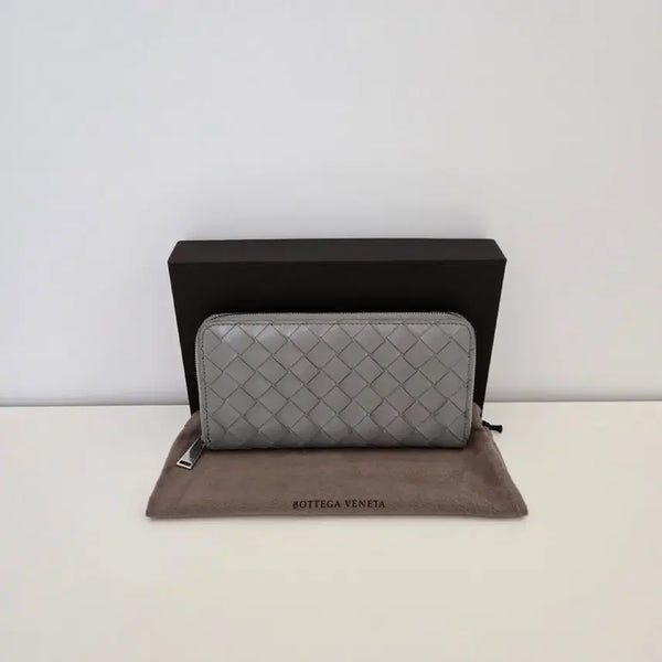 [BUNJANG] Bottega Veneta 593217 Intrecciato Zip Around Long Wallet / 보테가베네타 593217 그레이 컬러 인트레치아토 집 어라운드 장지갑