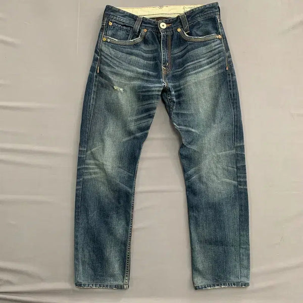 [BUNJANG] Levi's 32" 523 Straight Damage Denim Jeans / 32인치 리바이스 523 스트레이트 데미지 데님 청바지