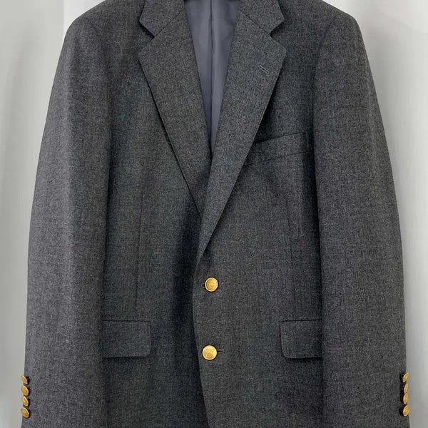 [BUNJANG] Chaps Ralph Lauren Gold Button Charcoal Grey Blazer Suit Jacket / 챕스 랄프로렌 금장 차콜 그레이 블레이저 수트 자켓