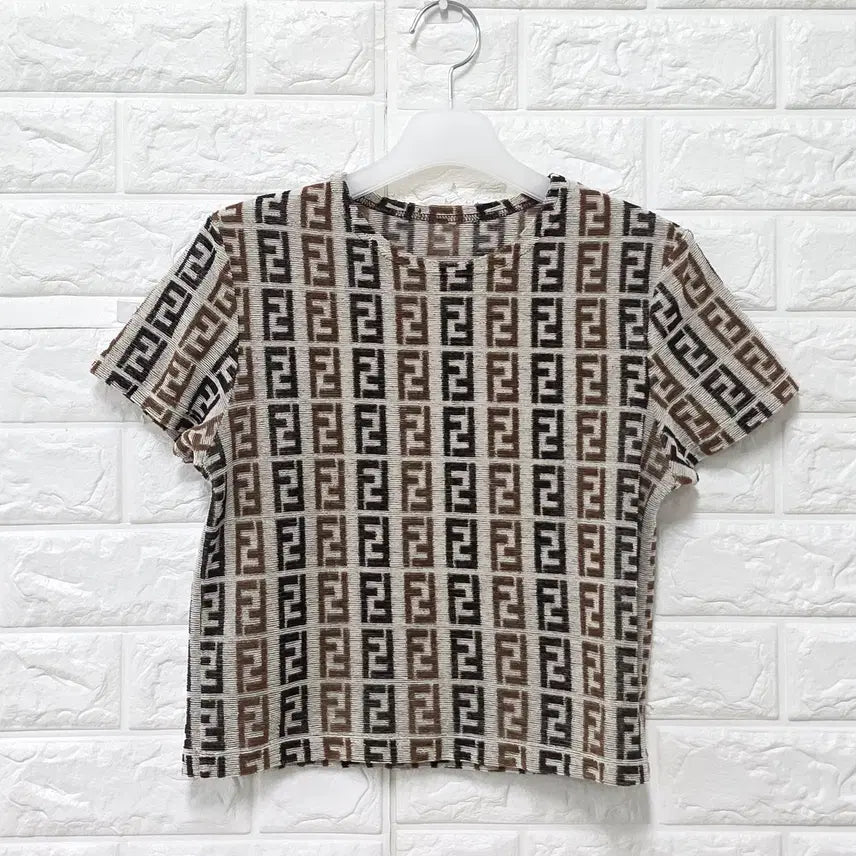 [BUNJANG] Fendi Pattern Cropped T-Shirt / S 펜디 패턴 크롭 티 E18