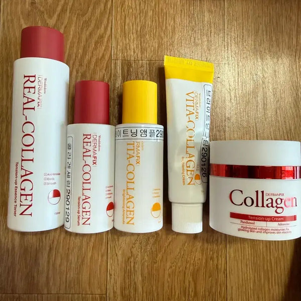 [BUNJANG] Dermafix Real Collagen Skincare Set (Toner, Serum, Ampoule, Cream) / 더마픽스 리얼 콜라겐 토너, 세럼, 앰플, 크림 세트