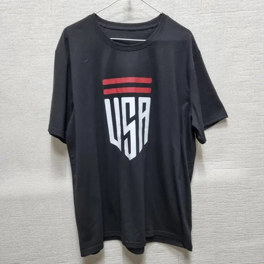 [BUNJANG] USA Logo Short Sleeve T-Shirt Black XL / 자147 반팔 티셔츠