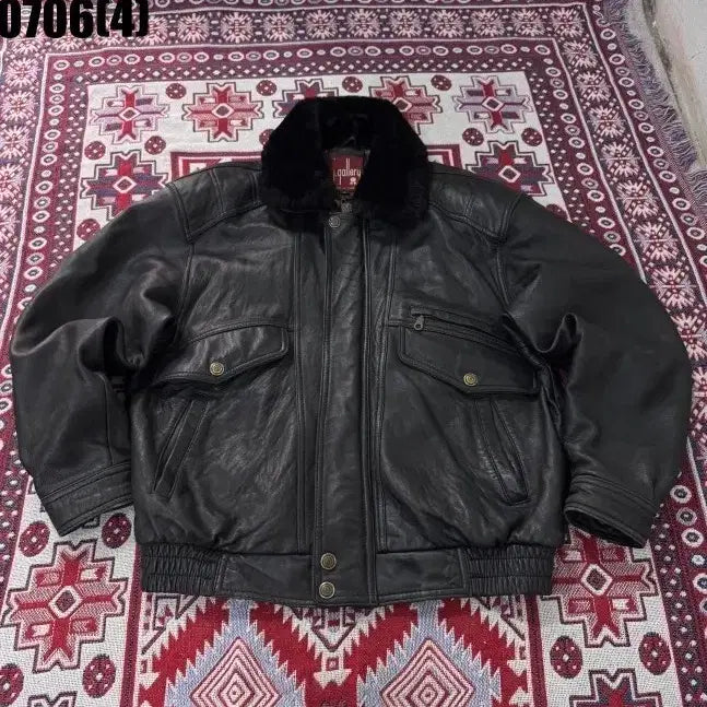 [BUNJANG] Gallery Leather Fur Collar Jacket Black XL / 갤러리 양가죽 자켓 블랙 fur카라 XL 0706