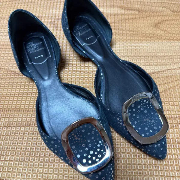[BUNJANG] Roger Vivier Suede Pointed Toe Flat Shoes / 로저비비에 스웨이드 플랫슈즈