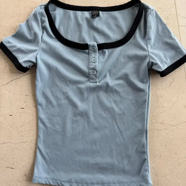 [BUNJANG] Dazy Ribbed Short Sleeve T-Shirt / Dazy 반팔 골지 티셔츠