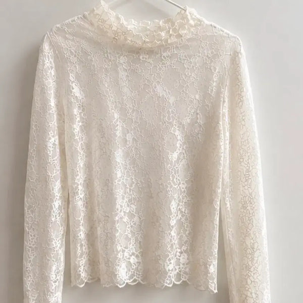 [BUNJANG] Rollerla Lace Flower Blouse White / 로라로라 레이스 플라워 블라우스 화이트