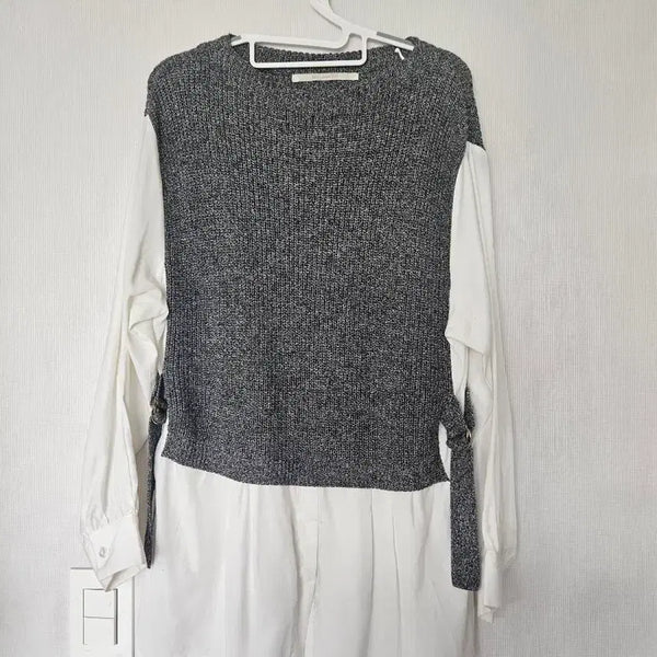 [BUNJANG] Knit Panel Shirt / 니트 배색 셔츠