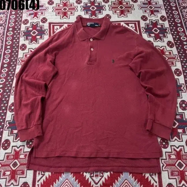 [BUNJANG] Polo Ralph Lauren Long Sleeve Polo Shirt Burgundy M / 폴로 랄프로렌 긴팔 카라티 셔츠 버건디 M 0706