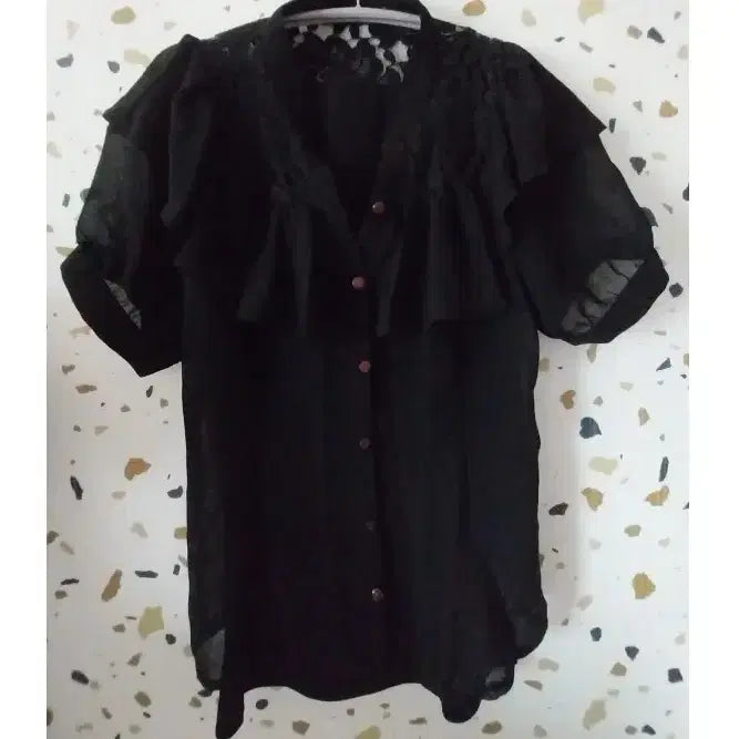 [BUNJANG] Chiffon Blouse + Shirring Sleeveless Set / 쉬폰 블라우스+셔링나시 SET
