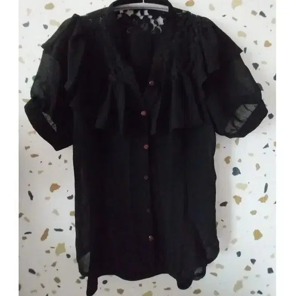 [BUNJANG] Chiffon Blouse + Shirring Sleeveless Set / 쉬폰 블라우스+셔링나시 SET