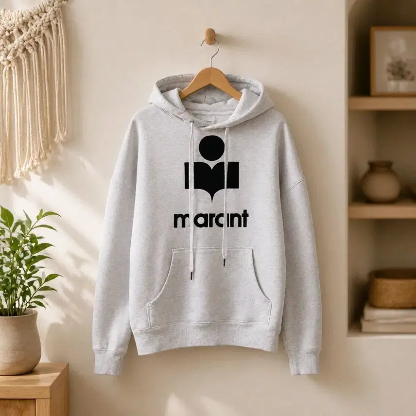 [BUNJANG] Isabel Marant Étoile Mansel Oversized Logo Hoodie Gray Size 34 / 이자벨마랑 에뚜왈 만셀 오버핏 후드 34사이즈