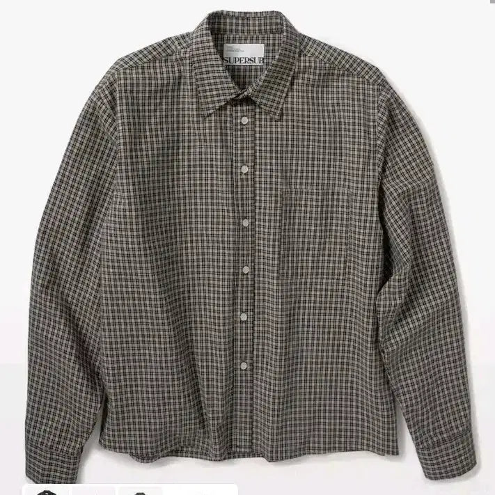 [BUNJANG] Superby Crop Check Long Sleeve Shirt (Black, M) / 슈퍼서브 크롭 체크 긴팔 셔츠 (블랙, M)