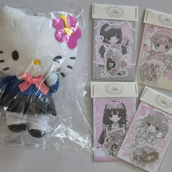 [BUNJANG] Milky Heart Photocard Set (4 Types) + Avail School Uniform Kitty Doll / 밀키하트 포카세트 (4종) + 아베일 교복키티