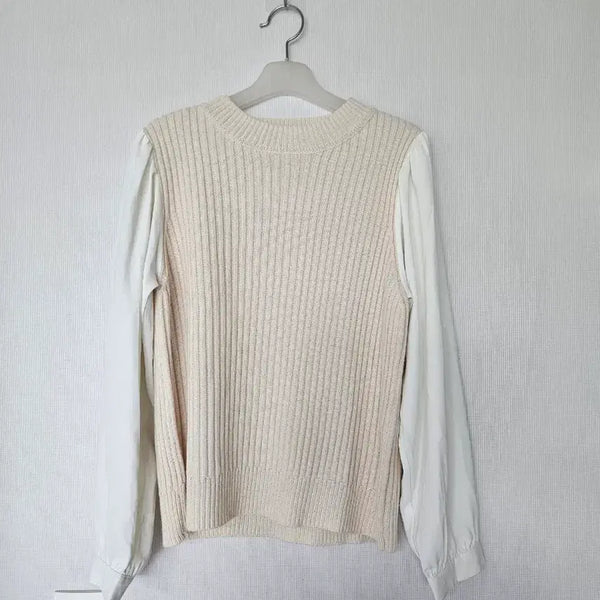[BUNJANG] Knit Panel Color Block Shirt / 니트 배색 셔츠