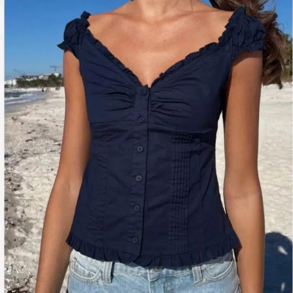 [BUNJANG] Brandy Melville Elena Blouse White / 브랜드멜빌 블라우스 나시
