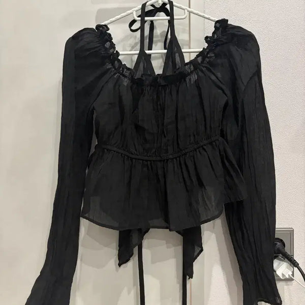[BUNJANG] Halter See-through Blouse / 홀터 시스루 블라우스
