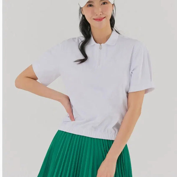 [BUNJANG] TaylorMade 23SS Women's Cropped Half-Zip Short Sleeve Polo Shirt / 테일러메이드/23ss 카라 크롭 반집업85